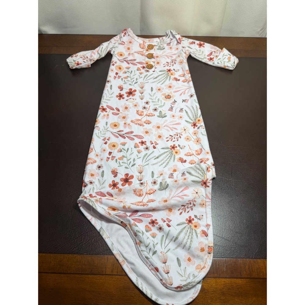 Caden Lane Floral Knotted Baby Gown Long Sleeve Sleep Sack 7-14lbs Wildflower